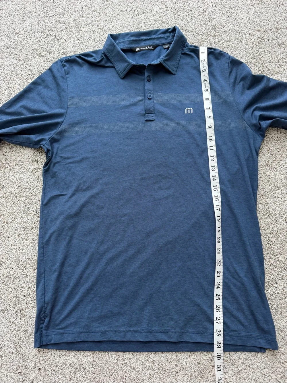 TravisMathew Long Sleeve Golf Polo Shirt Blue Performance Stretch Size L